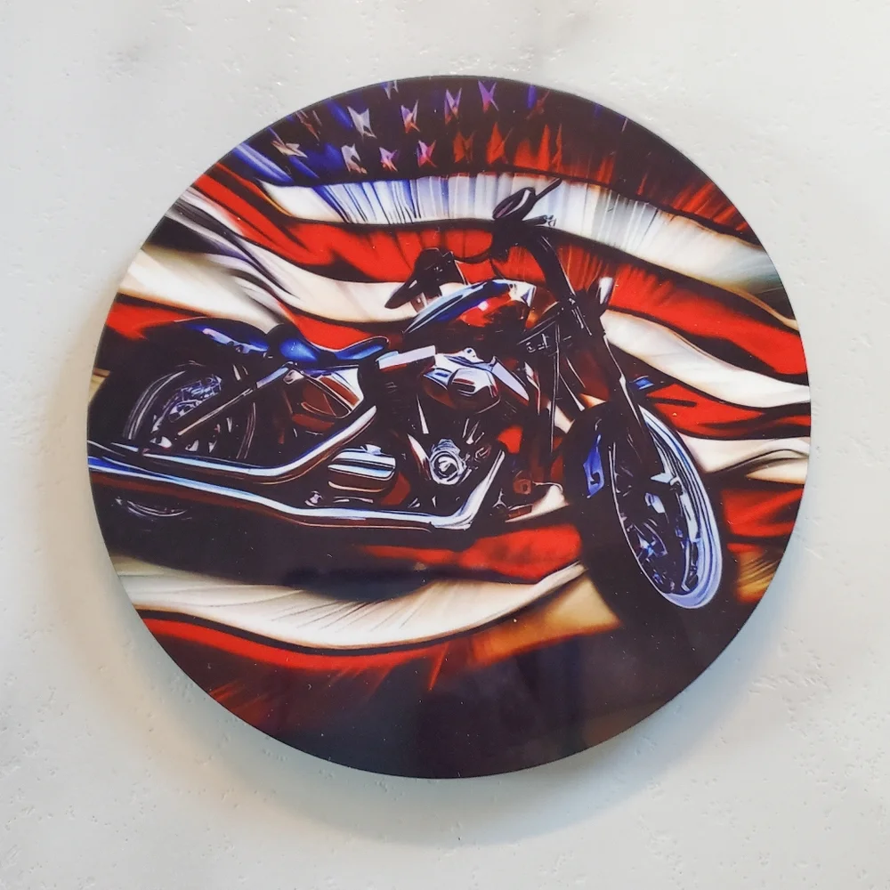 Motorcycles American Flag 2 Pack Coasters